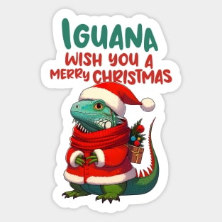 Iguana Wish You A Merry Christmas Sticker
